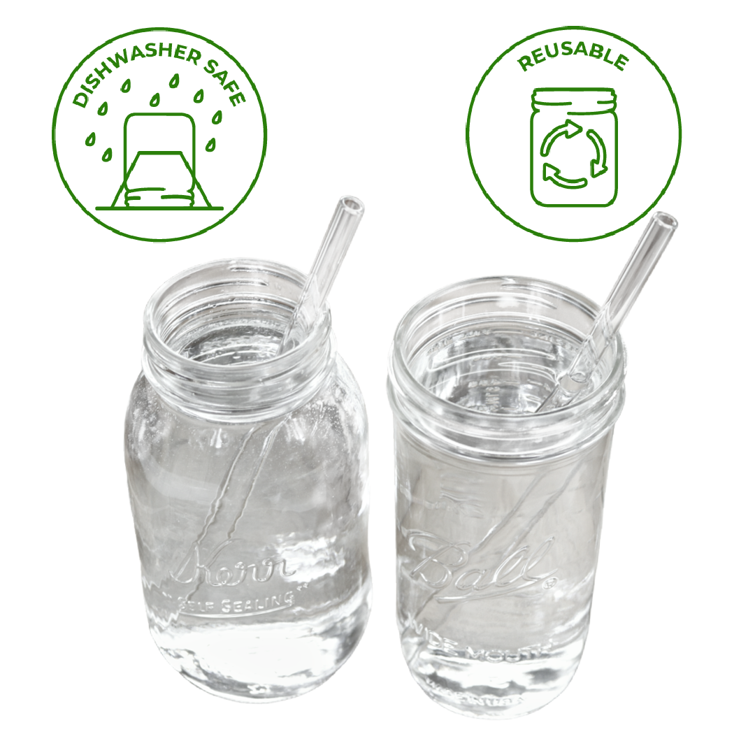 Long Glass Straws for Quart and Pint & Half Mason Jars