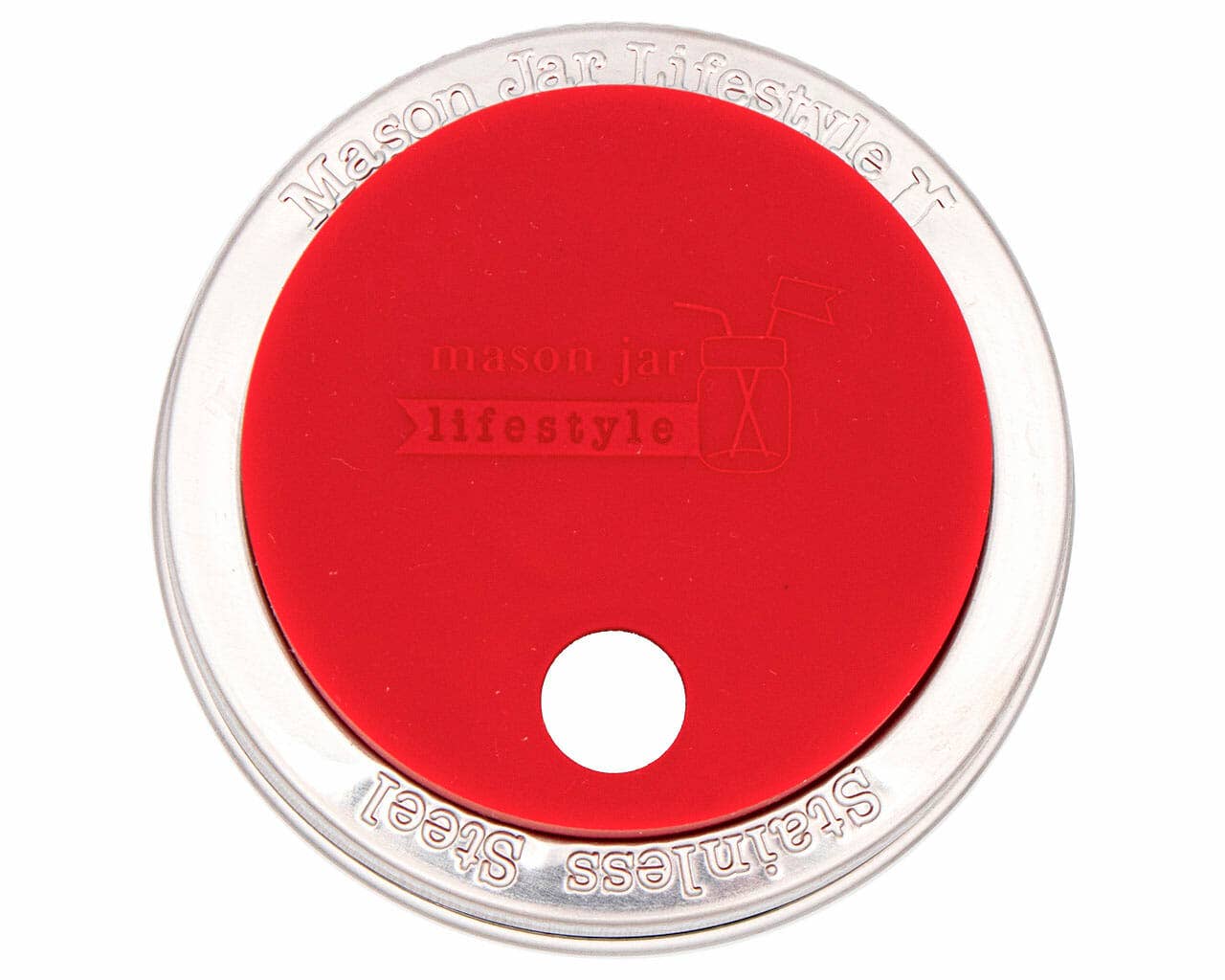 Silicone Straw Hole Tumbler w/ Stainless Steel Band for Jars