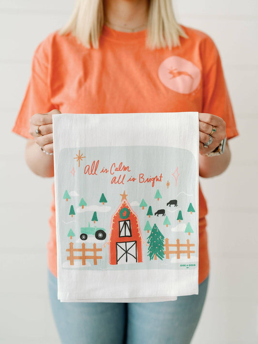 All is Calm - Christmas Kitchen Tea Towel