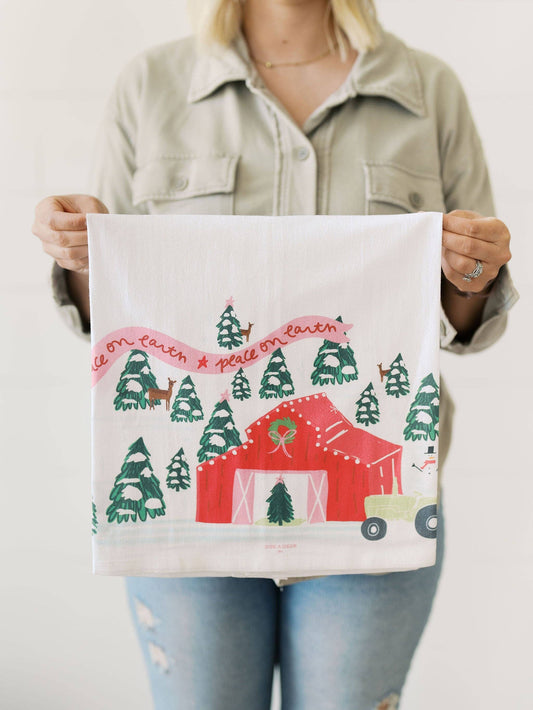 Peace on the Farm Flour Sack Towel | Christmas, Holiday