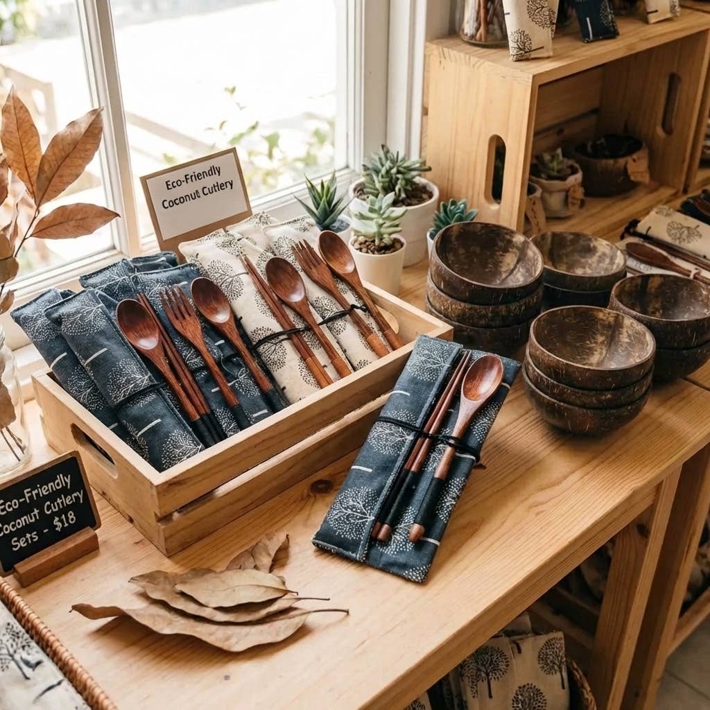 Coconut Utensil Cutlery Set | Faire Market Bestseller