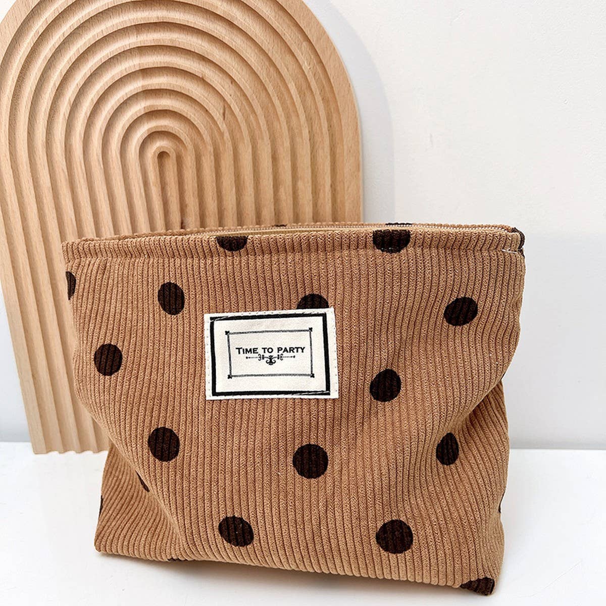 CORDUROY RETRO POLKA DOT MAKEUP BAG
