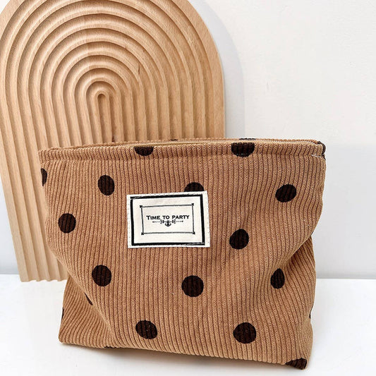 CORDUROY RETRO POLKA DOT MAKEUP BAG