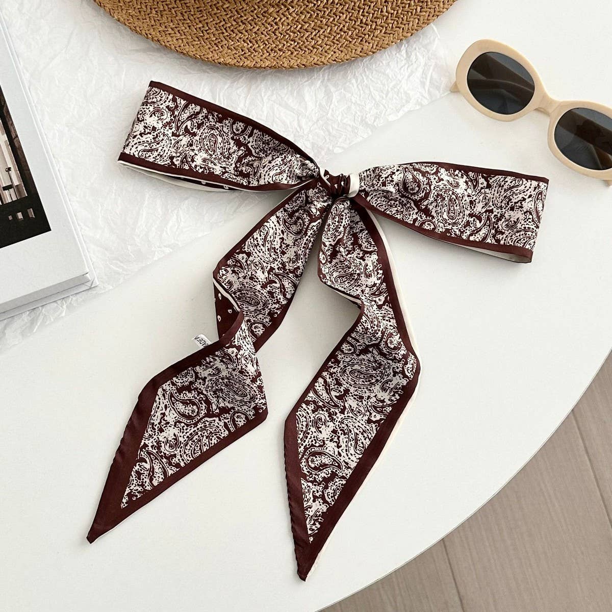 Paisley Long Ribbon Scarf Neck Tie Wrap_CWASC02968