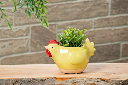 Sm Ylw Chicken Planter-5"L