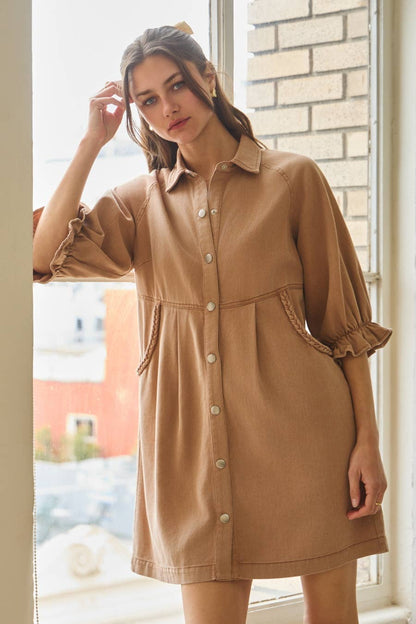Washed Color Denim Dress