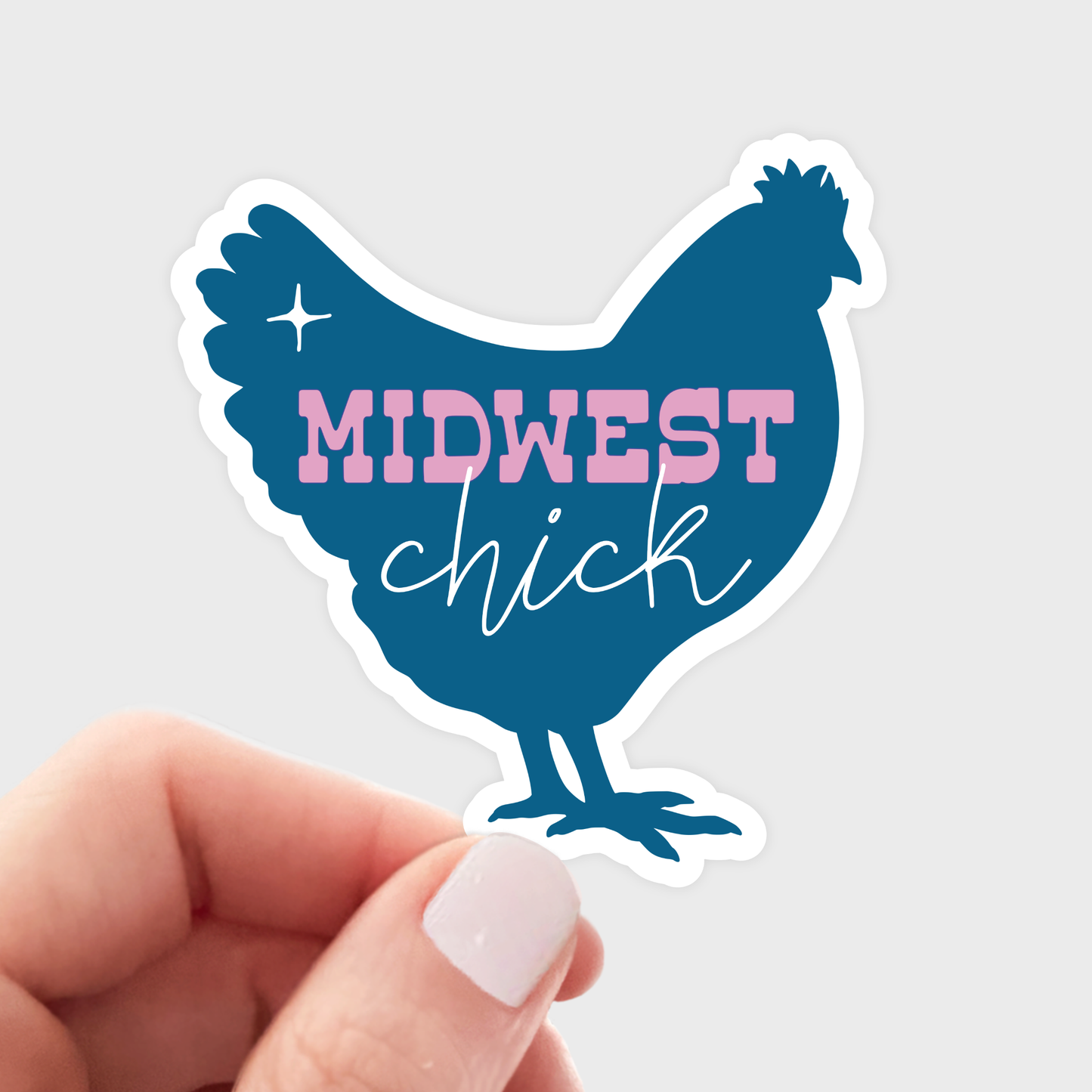 Midwest Chick Sticker - state, home, local, girl, chicken