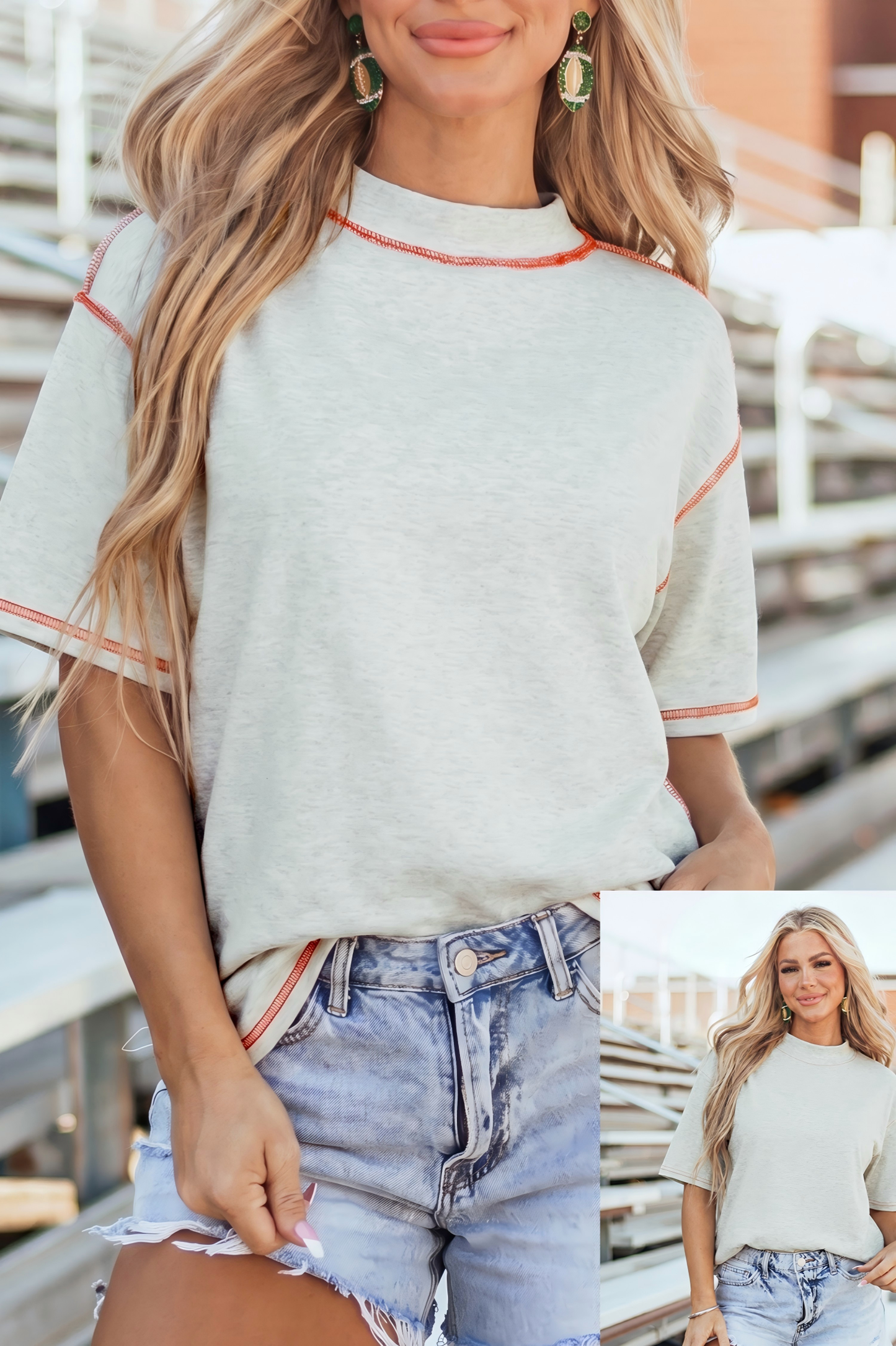 66Game Day Reversible Mock neck Contrast-Stitched Tee (S-XL)