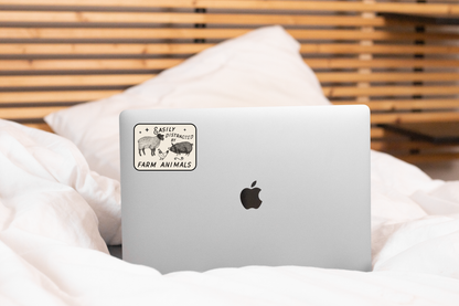 Easily Distracted by Farm Animals Sticker - sheep, chicken