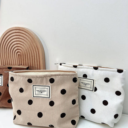 CORDUROY RETRO POLKA DOT MAKEUP BAG