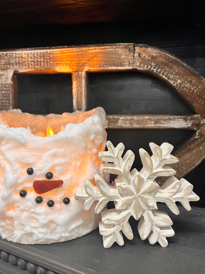 Whitewashed Wooden Snowflake 5x5in