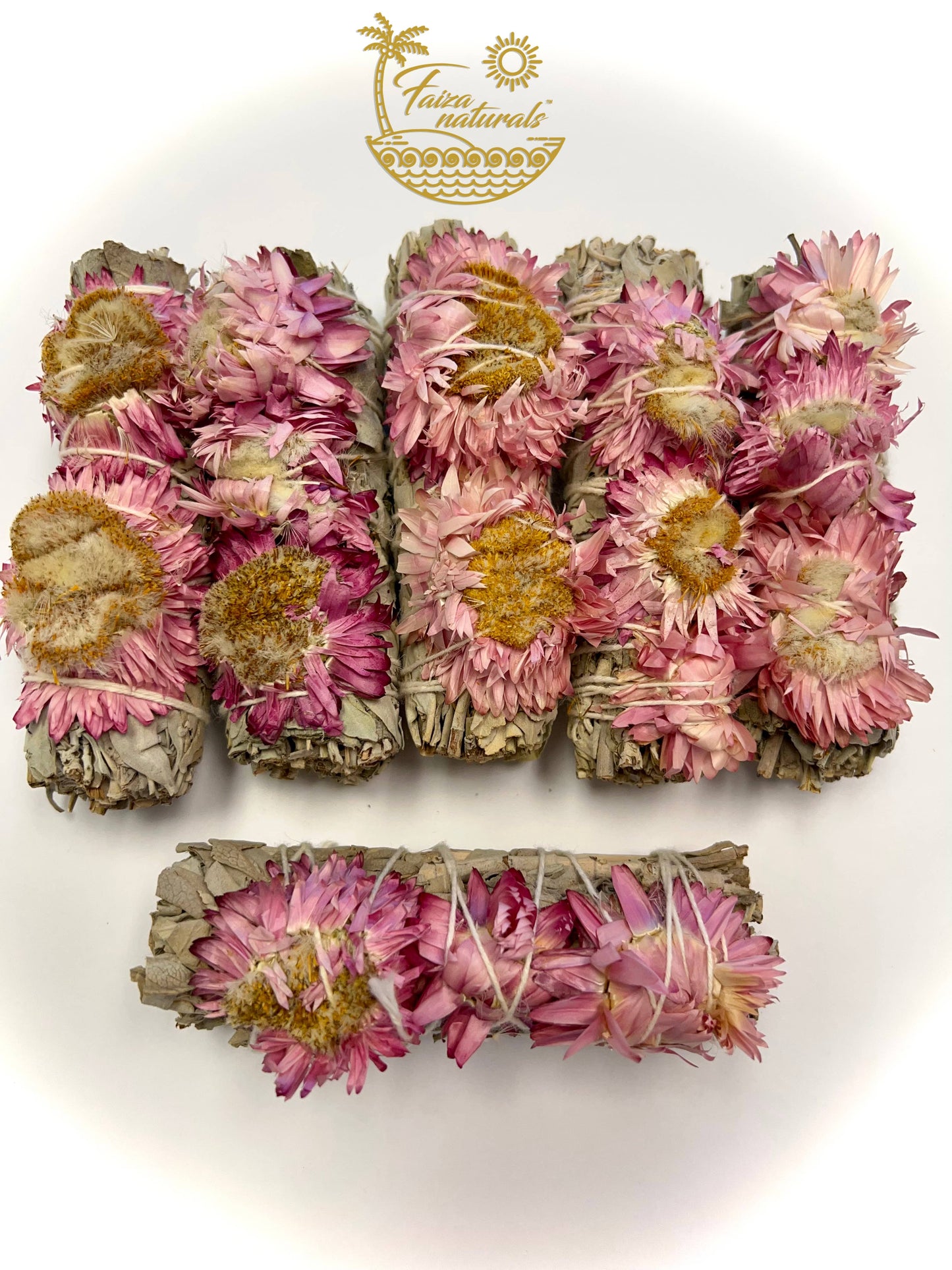 Pink Sunflower with White Sage Bundles