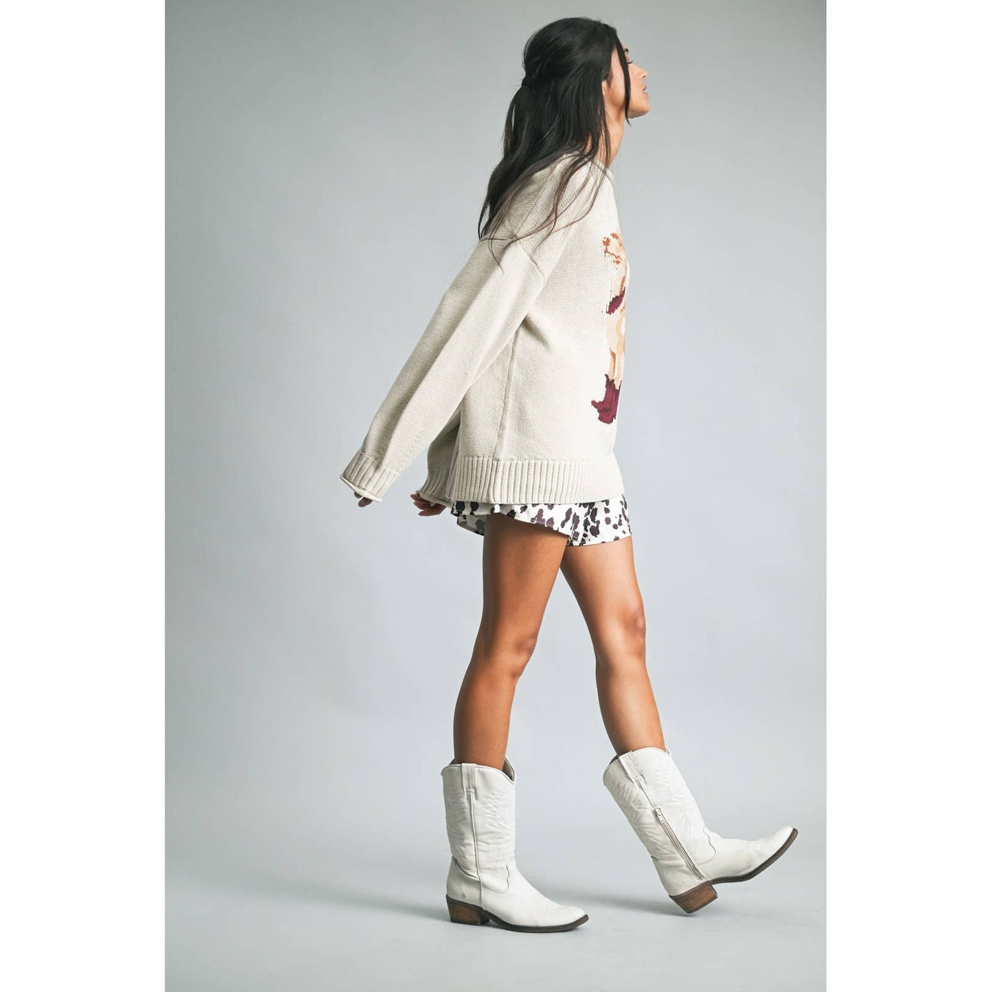 WESTERN DOG MOTIF PULLOVER SWEATER  / WL25-11547