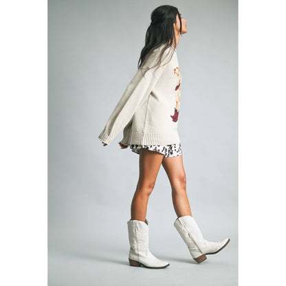 WESTERN DOG MOTIF PULLOVER SWEATER  / WL25-11547