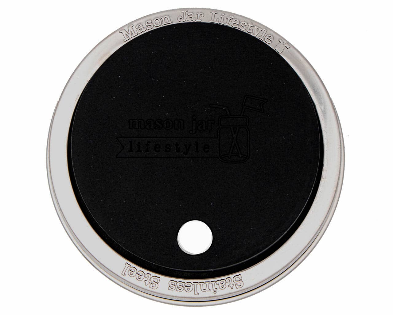 Silicone Straw Hole Tumbler w/ Stainless Steel Band for Jars