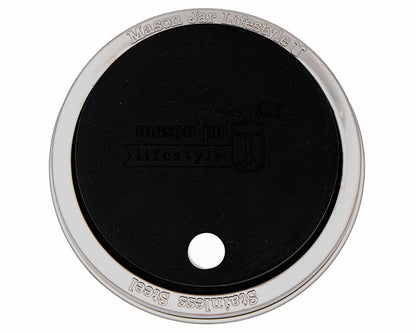 Silicone Straw Hole Tumbler w/ Stainless Steel Band for Jars