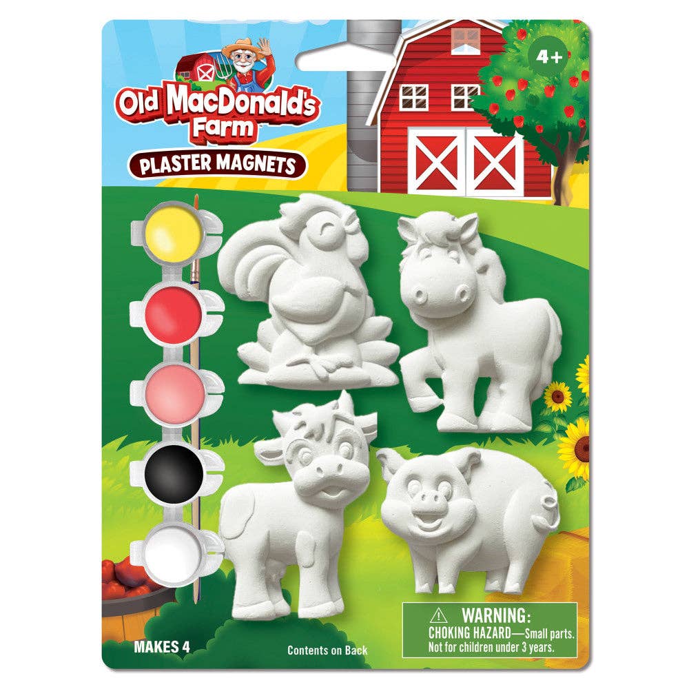 Old MacDonald's Farm - 4-Pack Plaster Magnets Paint Kit