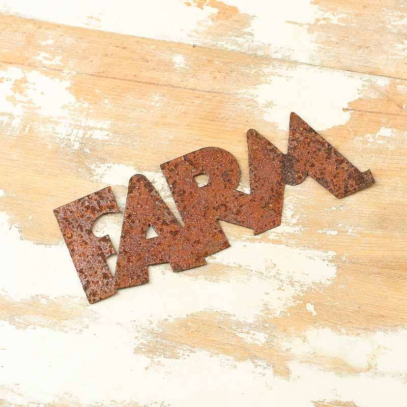 4-1/2" Rusty Tin "Farm" Word Cutout