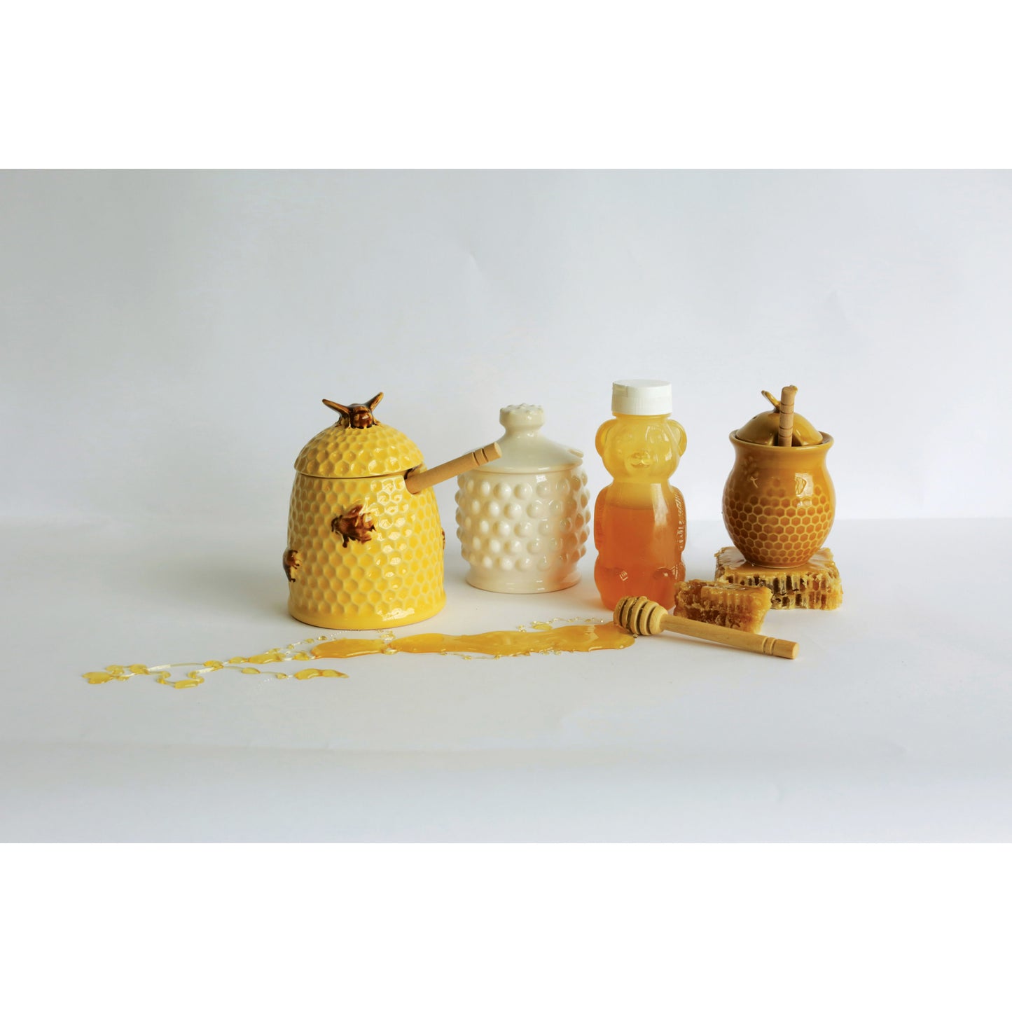 Hobnail Honey Jar with Honey Dipper,