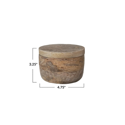 Mango Wood Salt Cellar w/ Lid, Natural