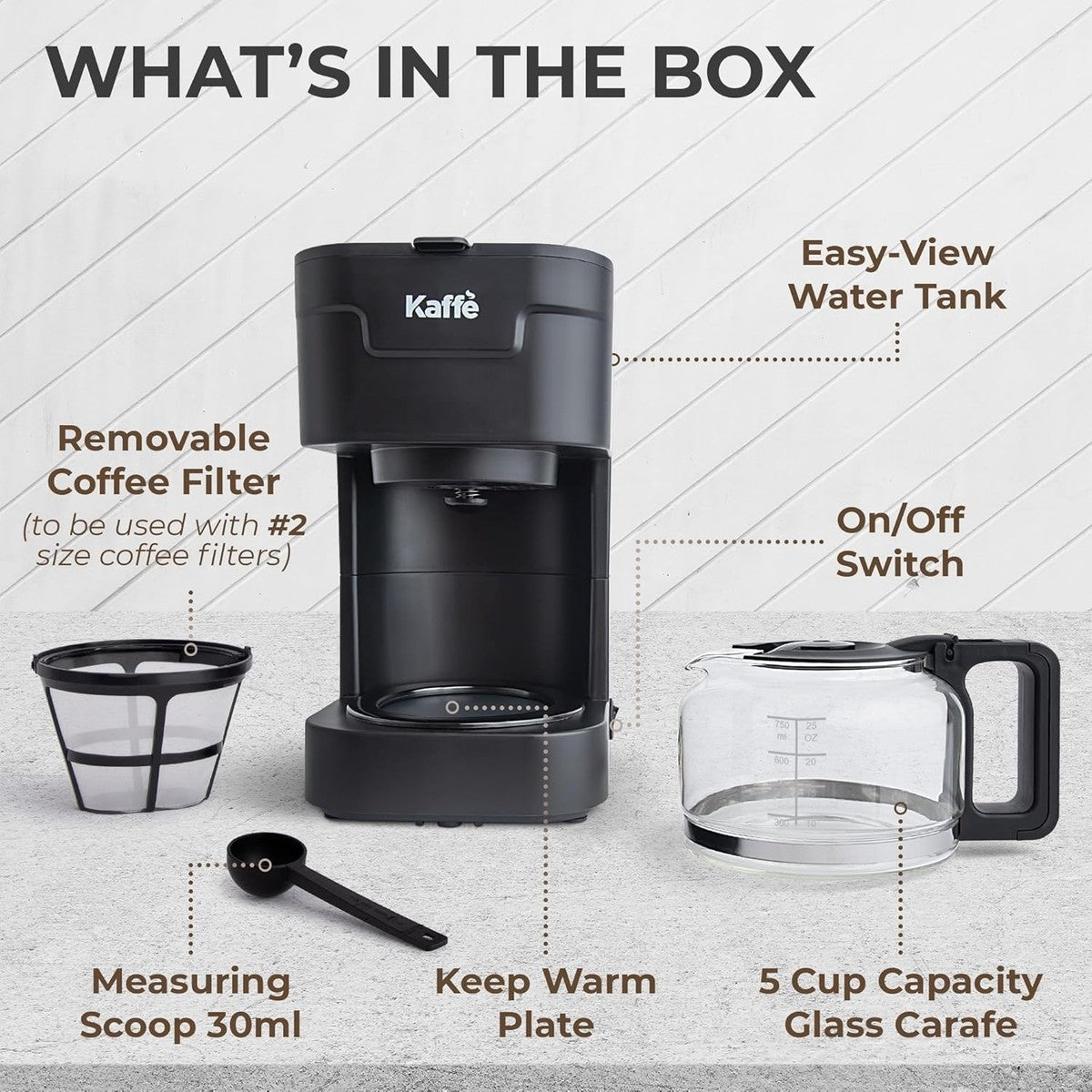 Kaffe Coffee Maker  5 Cup Capacity