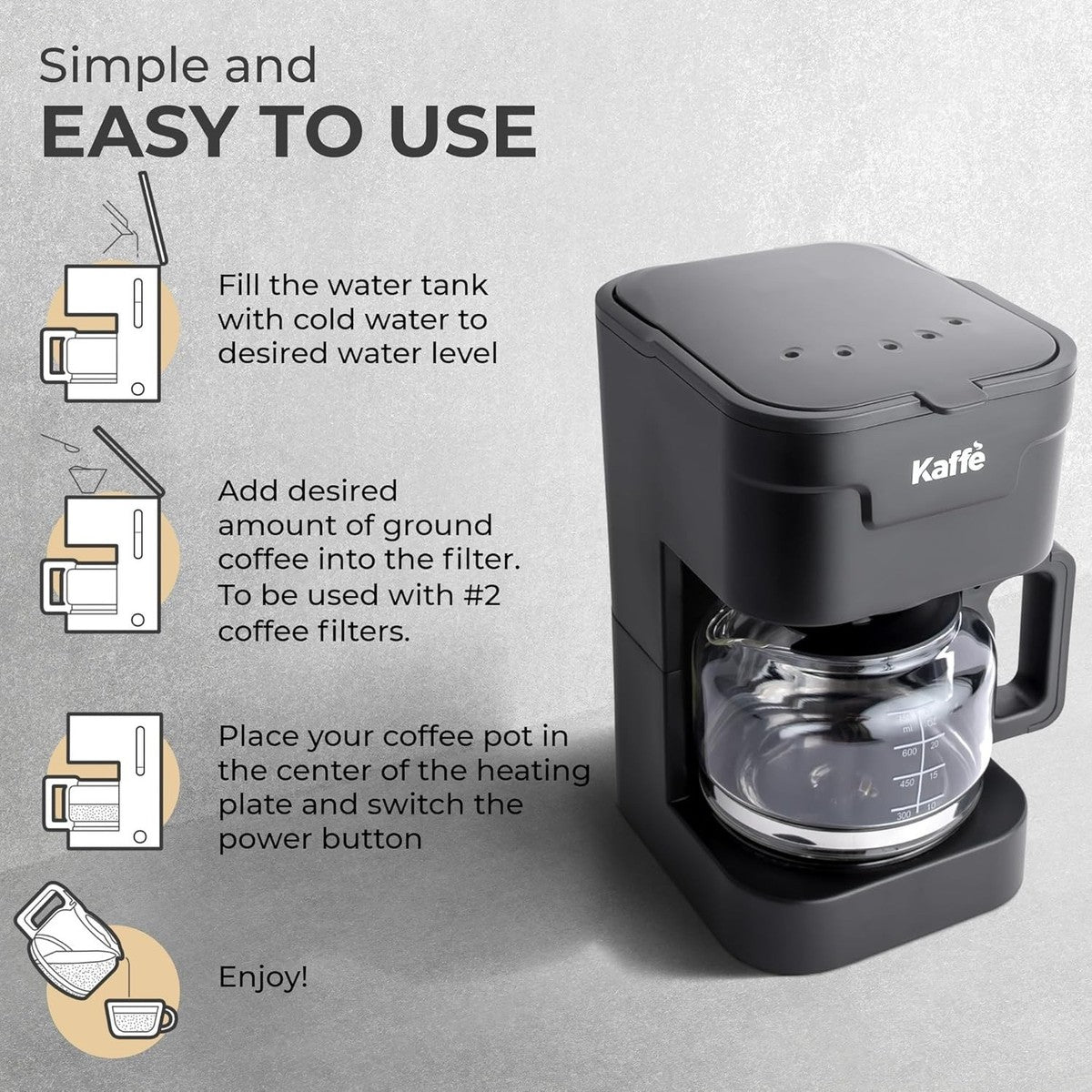 Kaffe Coffee Maker  5 Cup Capacity