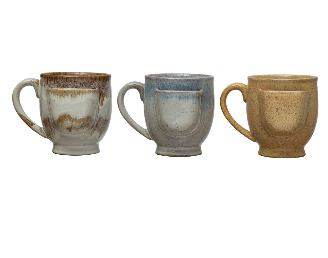 Stoneware Mug with Tea Bag Holder, 3 Colors