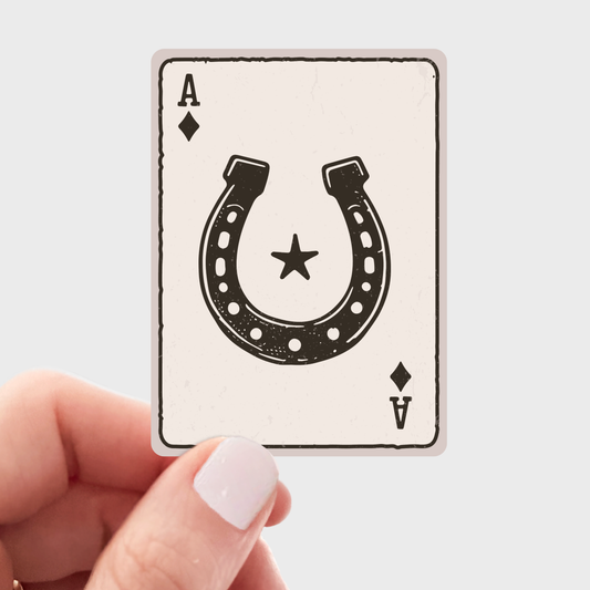 Cowboy Cards Sticker - horseshoe, vintage, western, retro