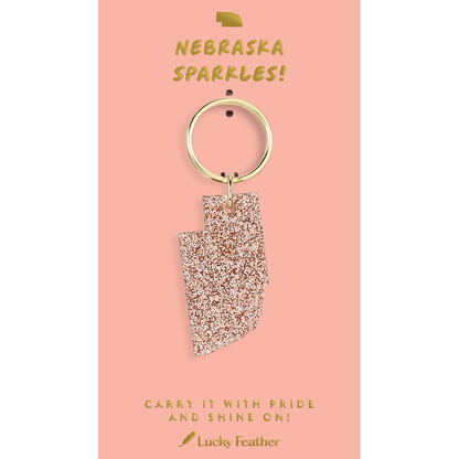 Glitter Keychain - NEBRASKA