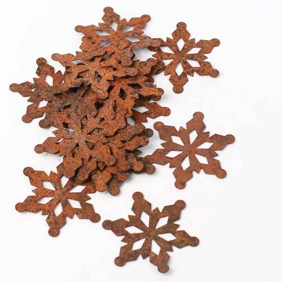 2" Rusty Tin Snowflake Cutouts