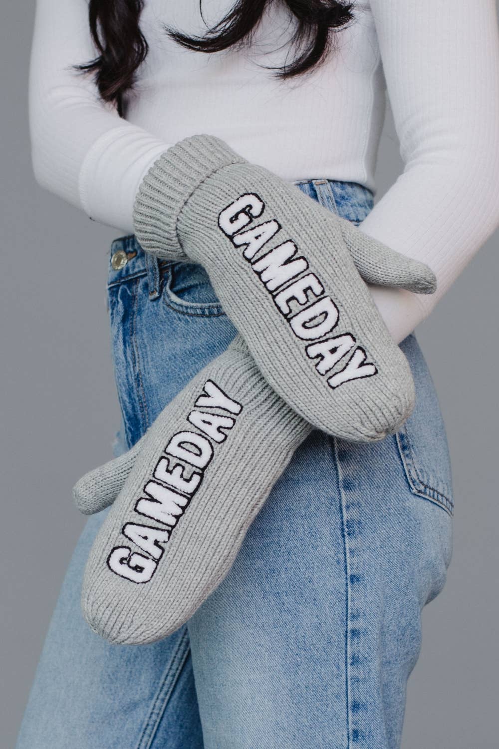 Lt. Gray & White Game Day Mittens