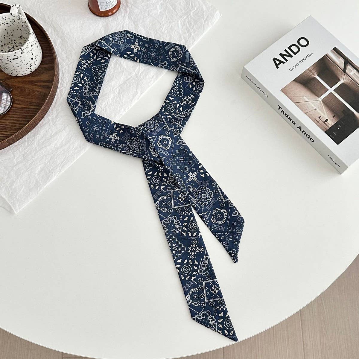 Long Polka Dot Paisley Scarf Bandana Wrap Tie_CWASC03025