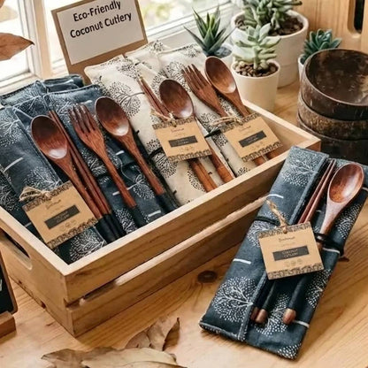 Coconut Utensil Cutlery Set | Faire Market Bestseller