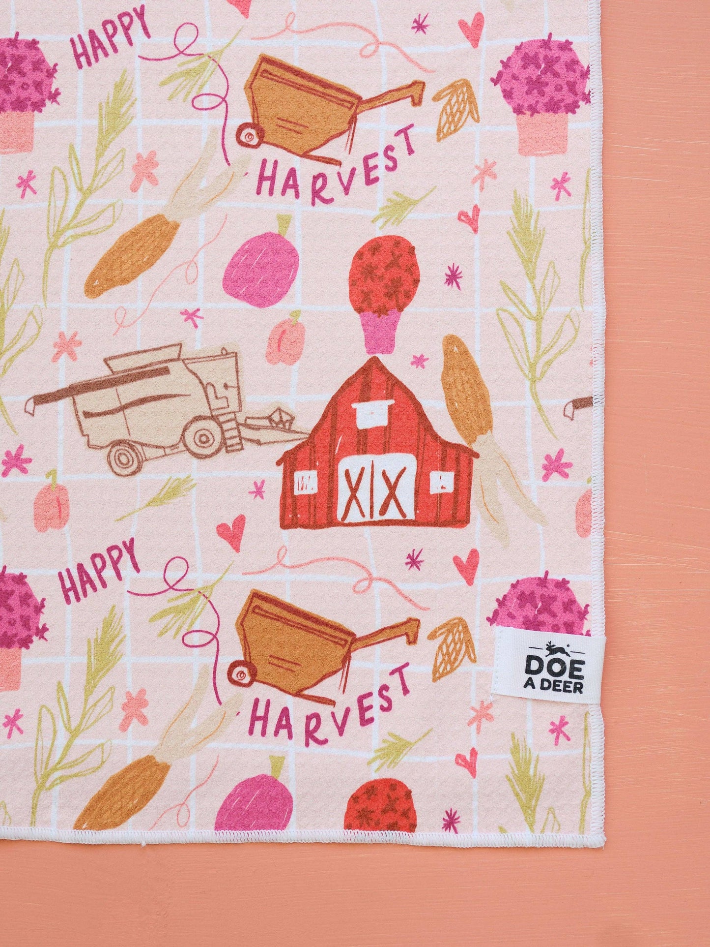 Happy Harvest Waffle Towel | Fall Tea Towel