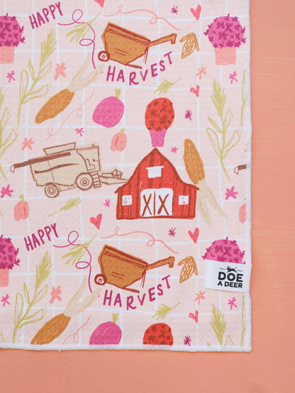 Happy Harvest Waffle Towel | Fall Tea Towel