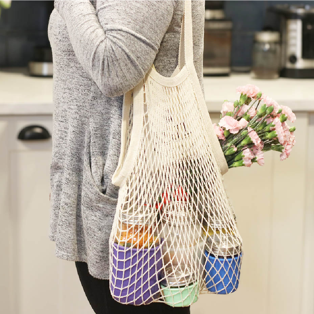 Organic Cotton String Tote Bag with Pocket