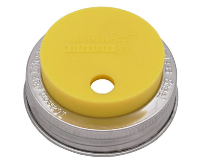 Silicone Straw Hole Tumbler w/ Stainless Steel Band for Jars