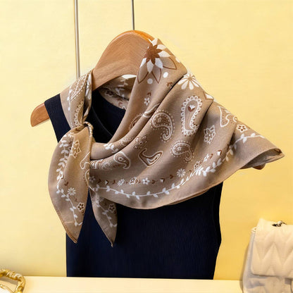 Elegant Herringbone Faux Silk Square Wrap Scarf_CWASC03441