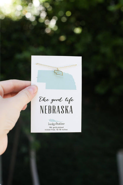 State Necklace - Gold - NEBRASKA