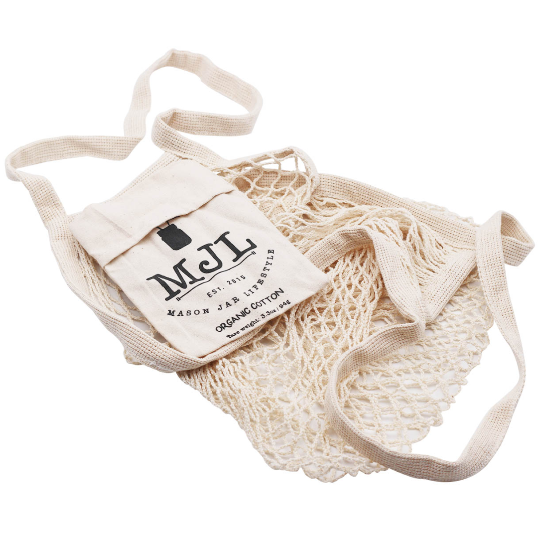 Organic Cotton String Tote Bag with Pocket