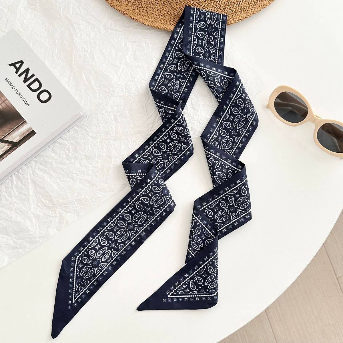 Paisley Long Ribbon Scarf Neck Tie Wrap_CWASC02968
