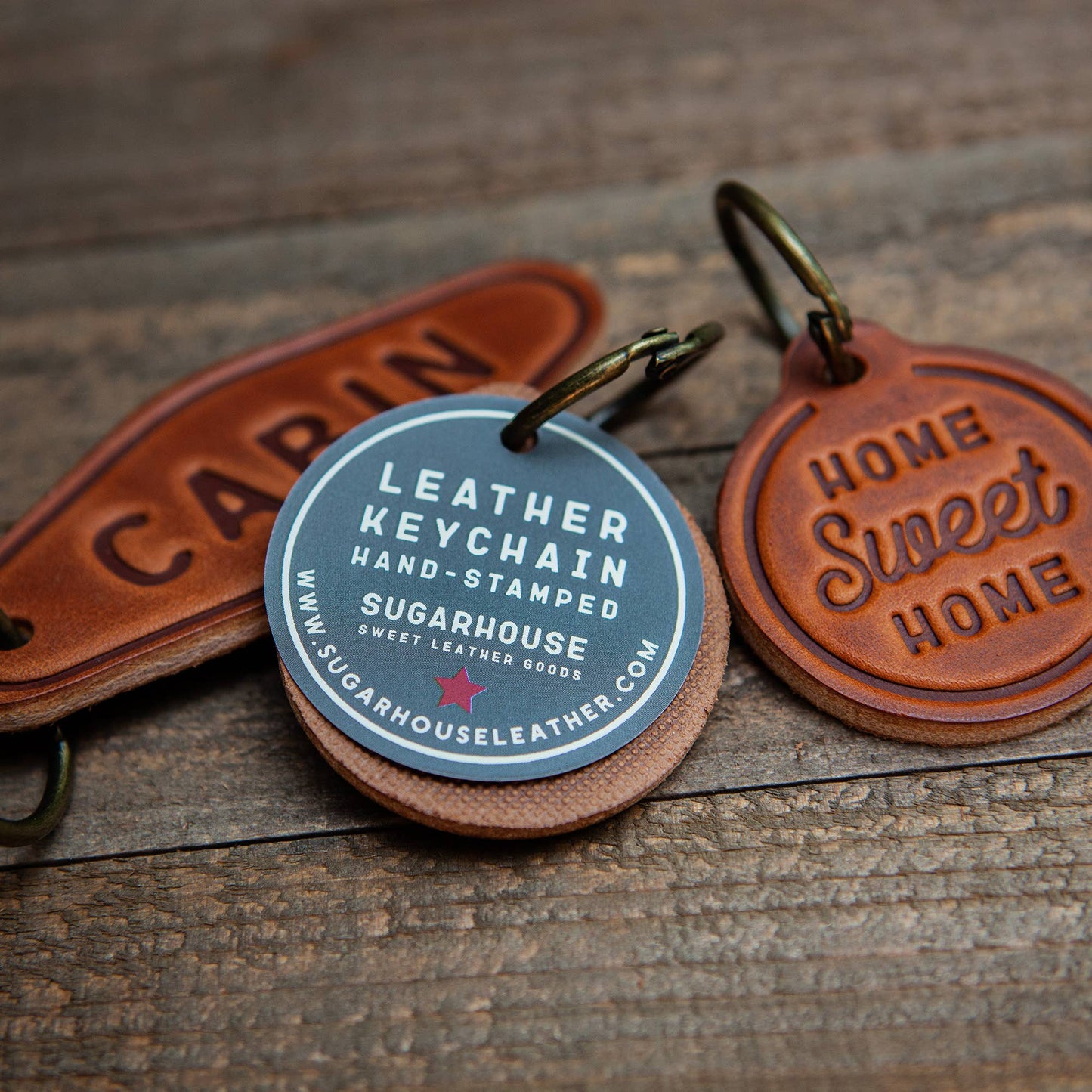 Nebraska State Silhouette Leather Keychain Motel Style