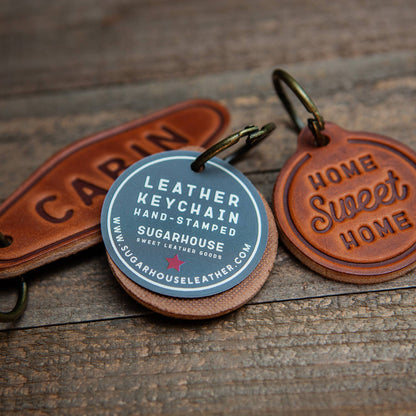 Nebraska State Silhouette Leather Keychain Motel Style