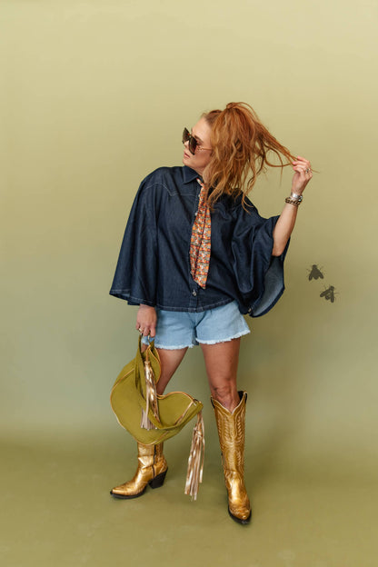 Blu Outlaw Denim Poncho-Style Top