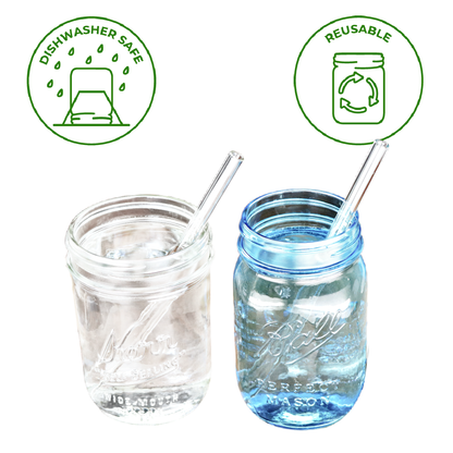 Medium Glass Straws for Pint Mason Jars