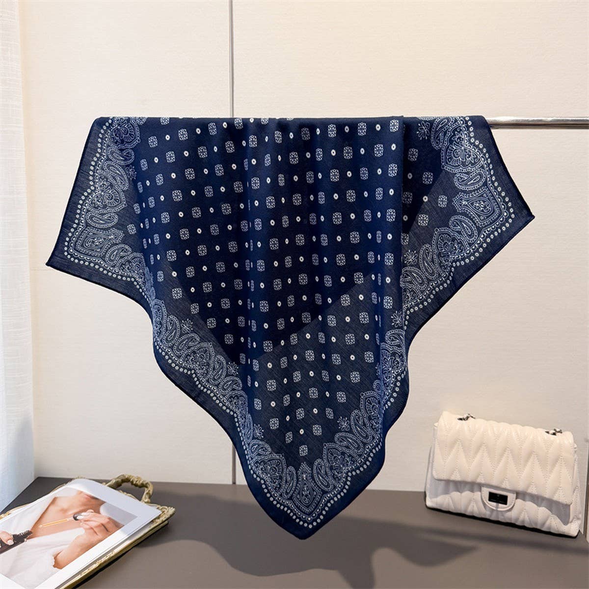 Paisley Herringbone Pattern Silk Scarf_CWASC03316