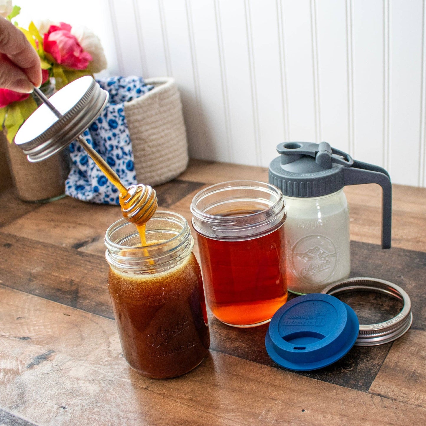Honey Dipper Stainless Steel Lid for Mason Jars