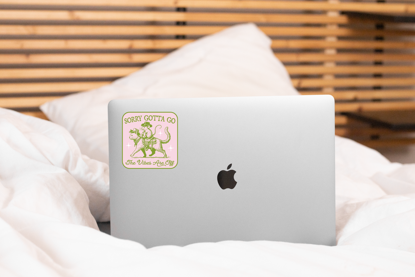 Sorry Gotta Go The Vibes Are Off Sticker - mouse, cat, west