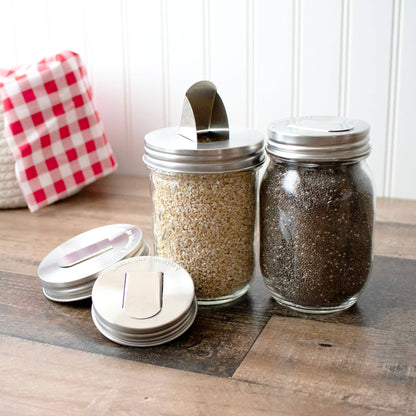 Stainless Steel Grain Dispensing Lid for Mason Jars 2pk