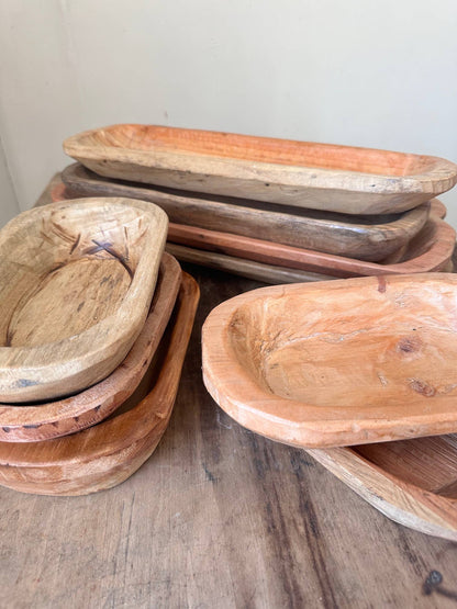 Medium Baguette Wooden Dough Bowl - unstained wood